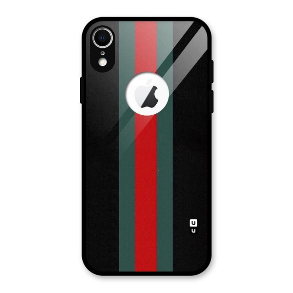 Basic Colored Stripes Glass Back Case for iPhone XR Logo Cut