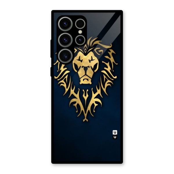 Beautiful Golden Lion Design Glass Back Case for Galaxy S23 Ultra