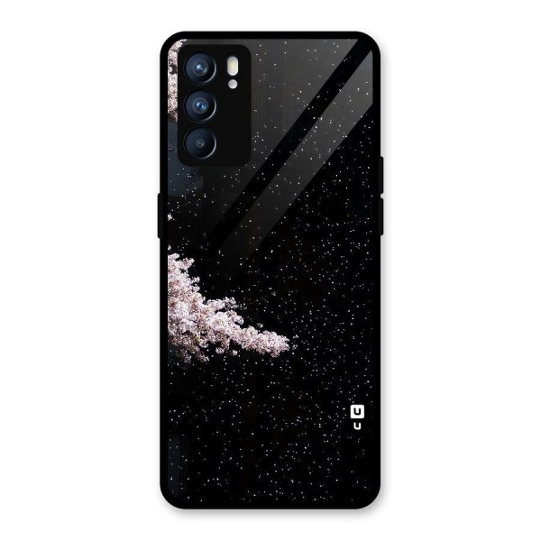 Beautiful Night Sky Flowers Glass Back Case for Oppo Reno6 5G