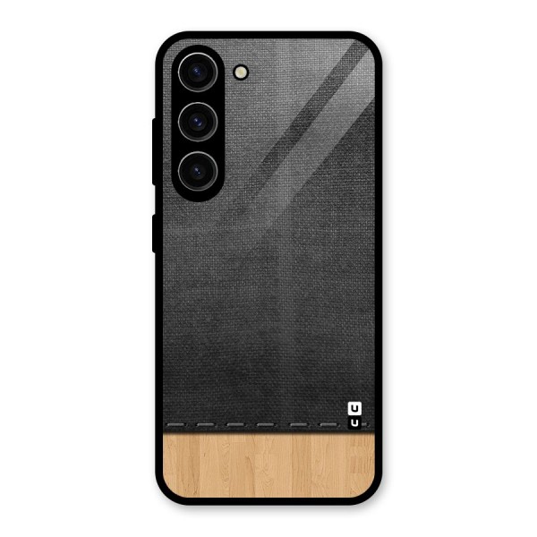 Bicolor Wood Texture Glass Back Case for Galaxy S23