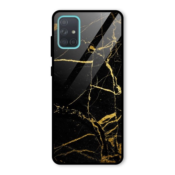 Black And Gold Design Glass Back Case for Galaxy A71