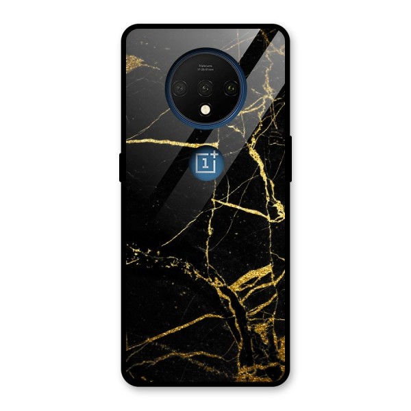 Black And Gold Design Glass Back Case for OnePlus 7T