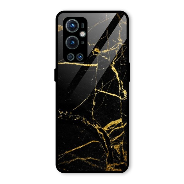 Black And Gold Design Glass Back Case for OnePlus 9 Pro