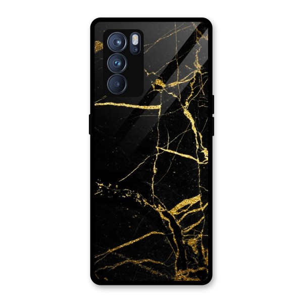 Black And Gold Design Glass Back Case for Oppo Reno6 Pro 5G