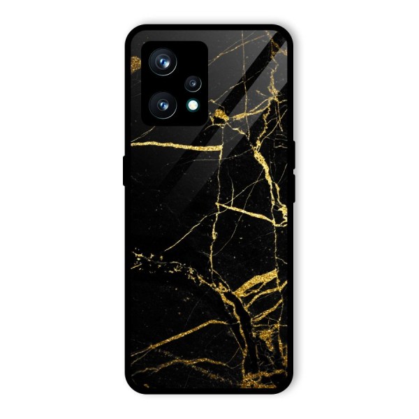 Black And Gold Design Glass Back Case for Realme Narzo 50 Pro