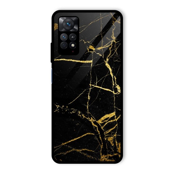 Black And Gold Design Glass Back Case for Redmi Note 11 Pro