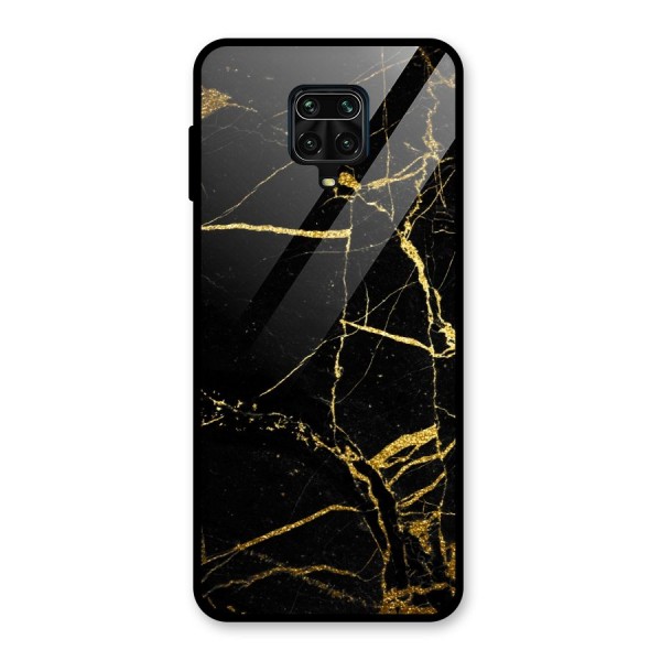 Black And Gold Design Glass Back Case for Redmi Note 9 Pro