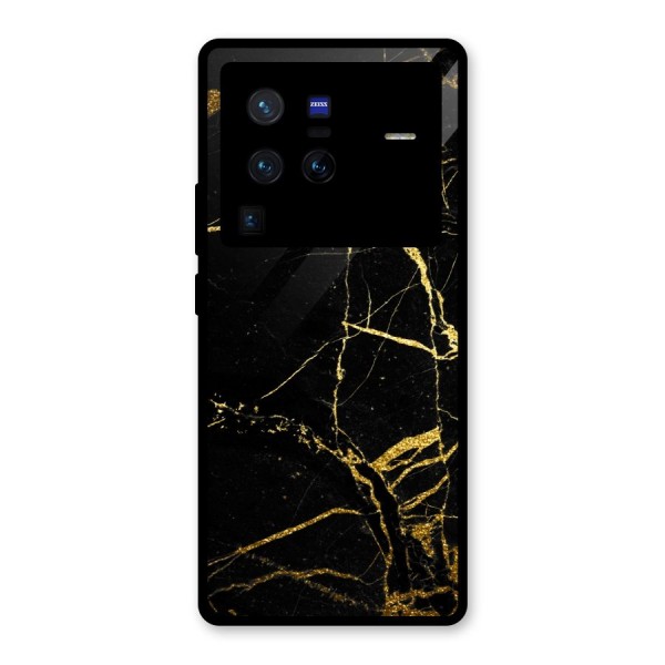 Black And Gold Design Glass Back Case for Vivo X80 Pro