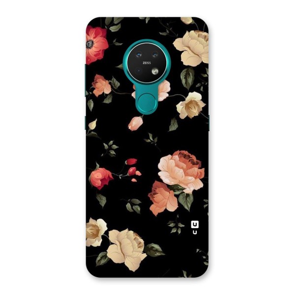 Black Artistic Floral Back Case for Nokia 7.2