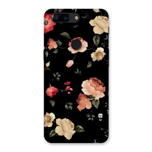 Black Artistic Floral Back Case for OnePlus 5T