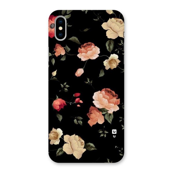 Black Artistic Floral Back Case for iPhone XS