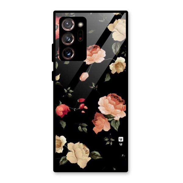 Black Artistic Floral Glass Back Case for Galaxy Note 20 Ultra