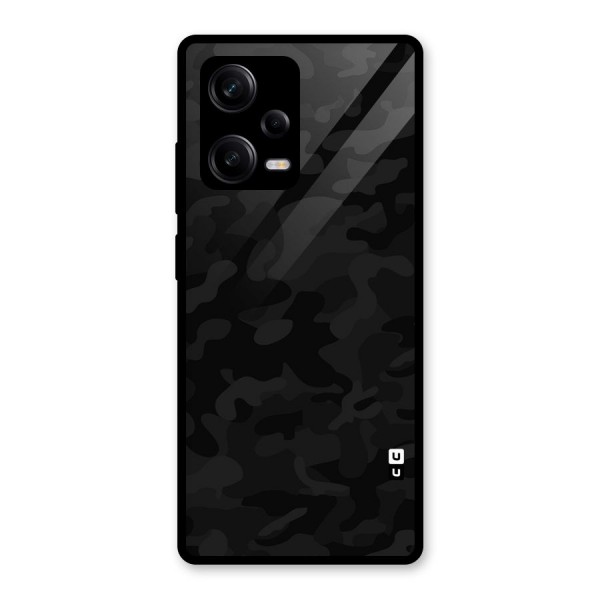 Black Camouflage Glass Back Case for Redmi Note 12 Pro