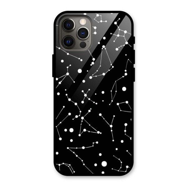 Black Constellation Pattern Glass Back Case for iPhone 12 Pro