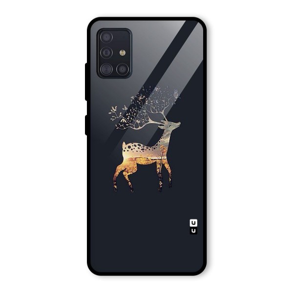Black Deer Glass Back Case for Galaxy A51