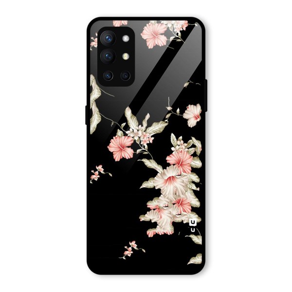 Black Floral Glass Back Case for OnePlus 9R