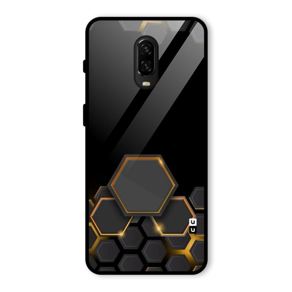 Black Gold Hexa Glass Back Case for OnePlus 6T