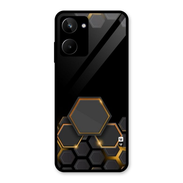 Black Gold Hexa Glass Back Case for Realme 10