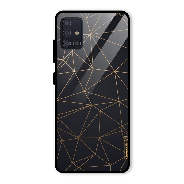 Black Golden Lines Glass Back Case for Galaxy A51