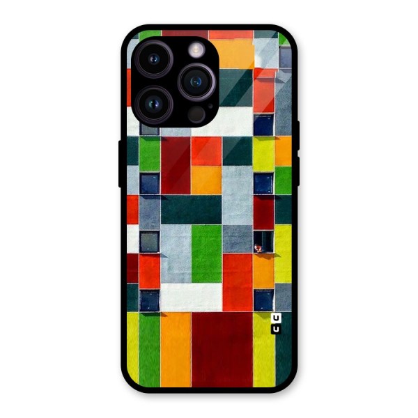 Block Color Design Glass Back Case for iPhone 14 Pro Max