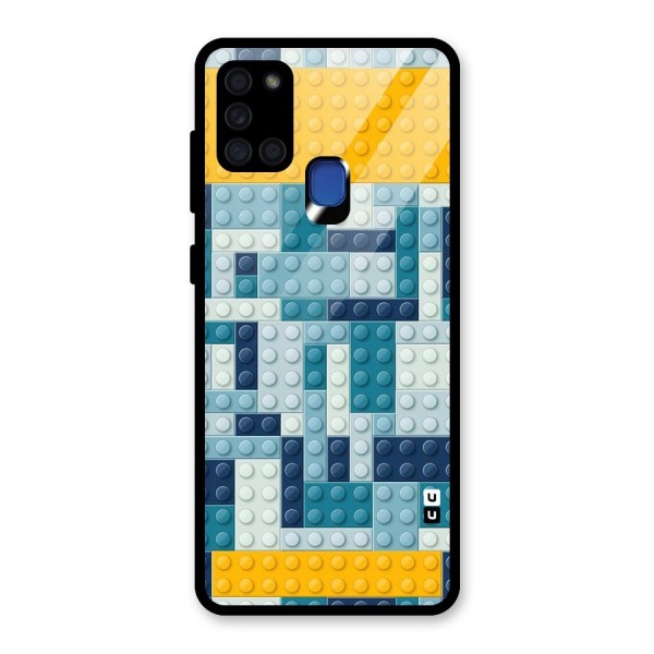 Blocks Blues Glass Back Case for Galaxy A21s