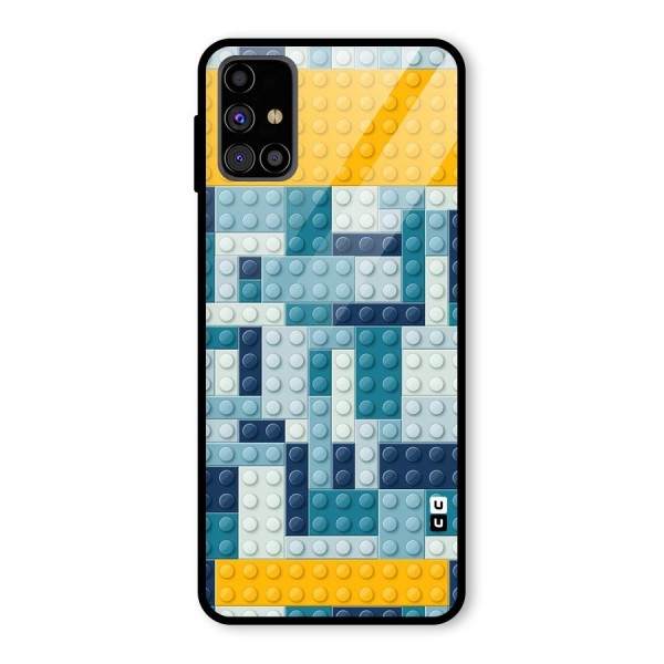 Blocks Blues Glass Back Case for Galaxy M31s
