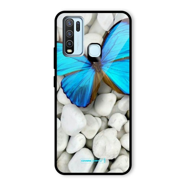 Blue Butterfly Glass Back Case for Vivo Y50