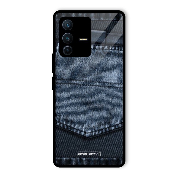 Blue Denim Glass Back Case for Vivo V23 Pro