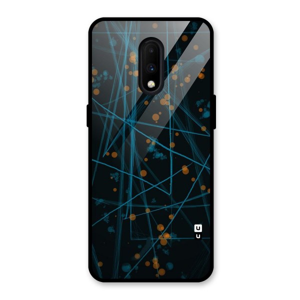 Blue Lines Gold Dots Glass Back Case for OnePlus 7