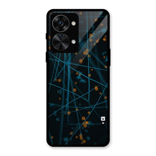 Blue Lines Gold Dots Glass Back Case for OnePlus Nord 2T
