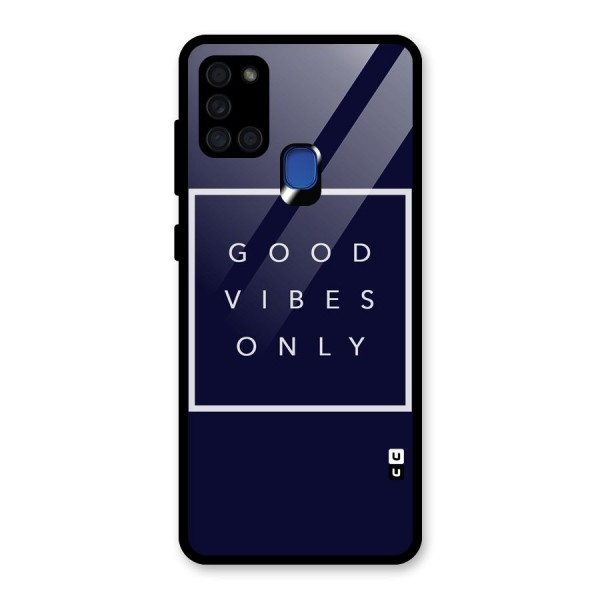 Blue White Vibes Glass Back Case for Galaxy A21s