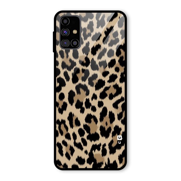 Brown Leapord Print Glass Back Case for Galaxy M31s
