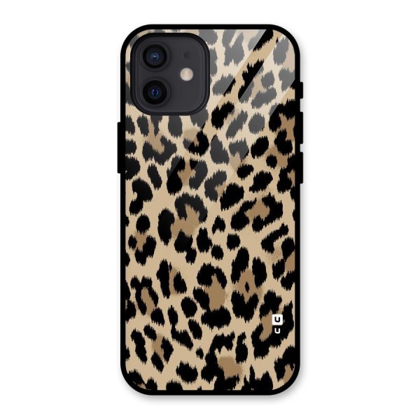 Brown Leapord Print Glass Back Case for iPhone 12