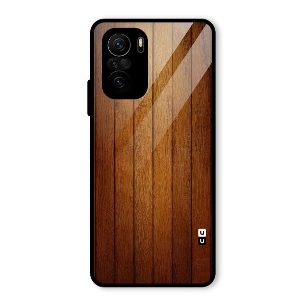 Brown Wood Design Glass Back Case for Mi 11x