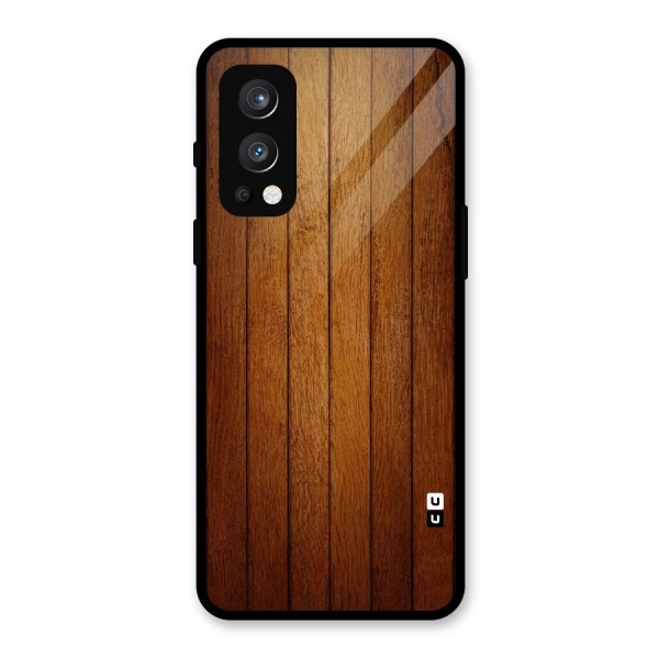 Brown Wood Design Glass Back Case for OnePlus Nord 2 5G