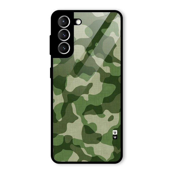 Camouflage Pattern Art Glass Back Case for Galaxy S21 5G