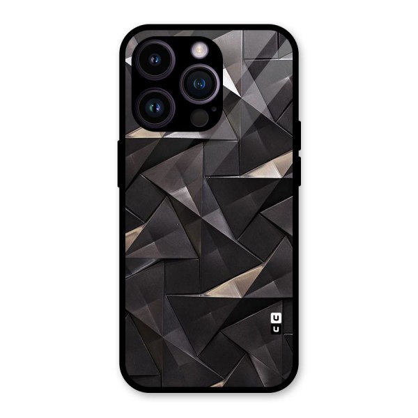 Carved Triangles Glass Back Case for iPhone 14 Pro