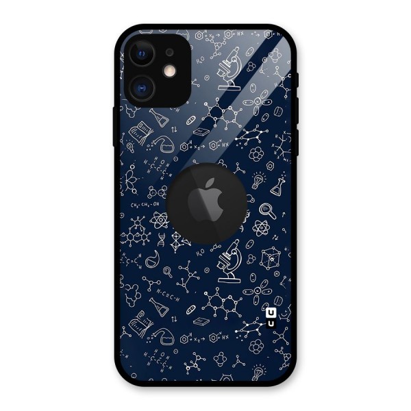 Chemistry Doodle Art Glass Back Case for iPhone 11 Logo Cut