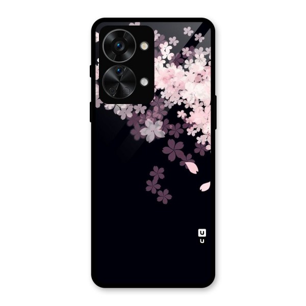 Cherry Flowers Pink Glass Back Case for OnePlus Nord 2T