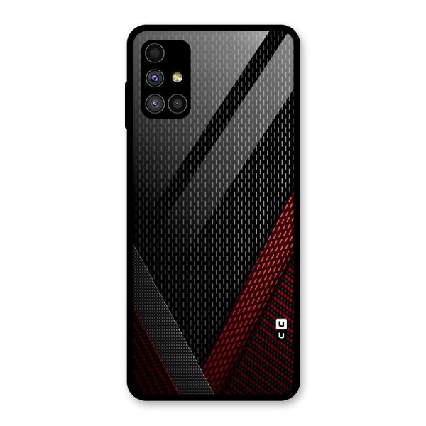 Classy Black Red Design Glass Back Case for Galaxy M51