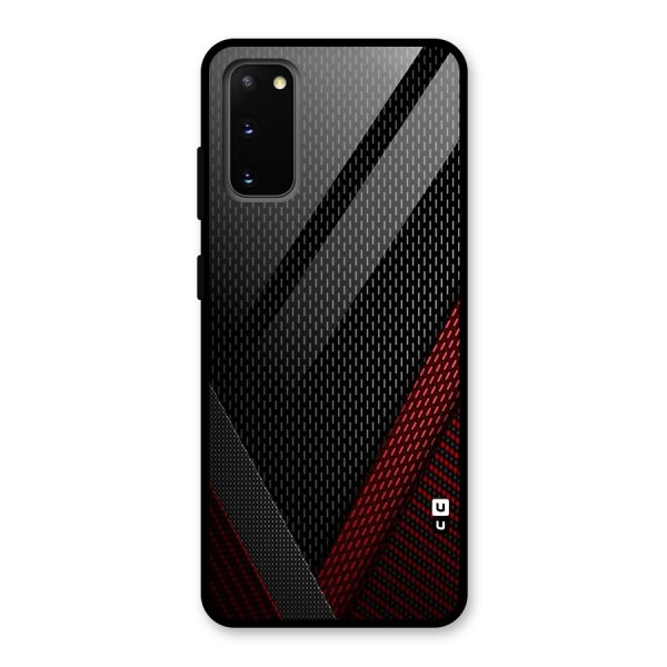 Classy Black Red Design Glass Back Case for Galaxy S20