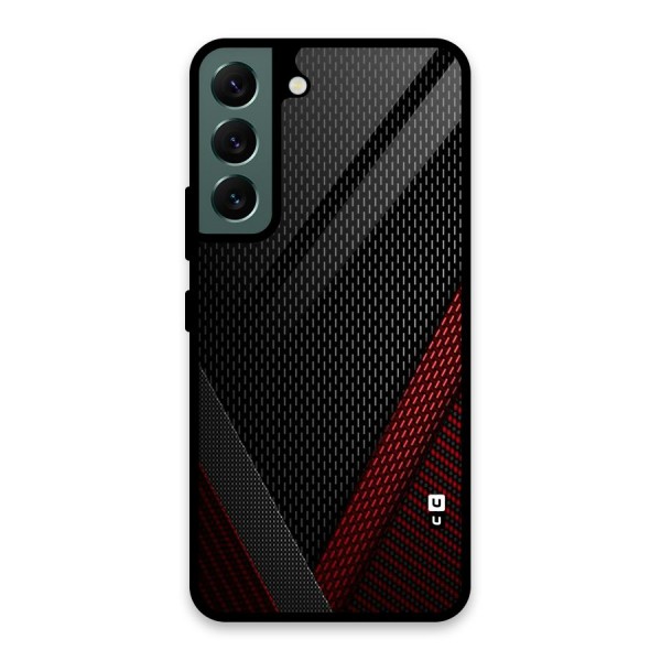Classy Black Red Design Glass Back Case for Galaxy S22 5G