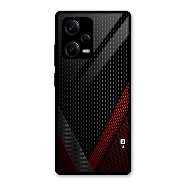 Classy Black Red Design Glass Back Case for Redmi Note 12 Pro