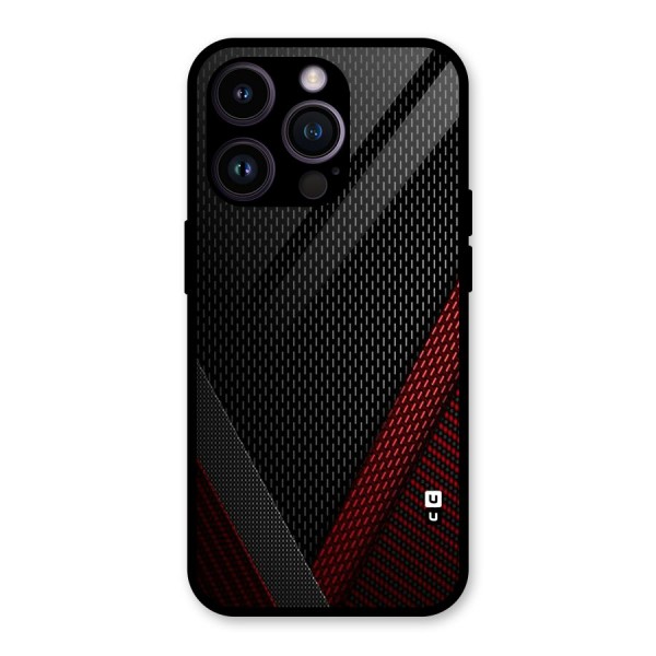 Classy Black Red Design Glass Back Case for iPhone 14 Pro