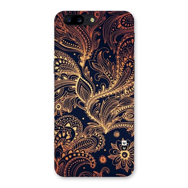 Classy Golden Leafy Design Back Case for OnePlus 5