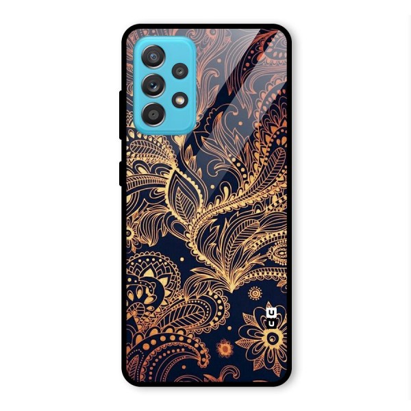 Classy Golden Leafy Design Glass Back Case for Galaxy A52s 5G