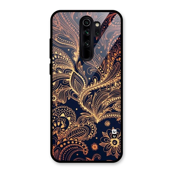 Classy Golden Leafy Design Glass Back Case for Redmi Note 8 Pro