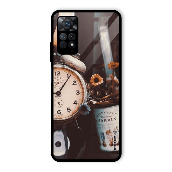 Clock And Flowers Glass Back Case for Redmi Note 11 Pro Plus 5G