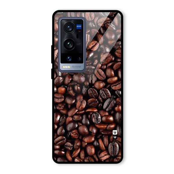Coffee Beans Texture Glass Back Case for Vivo X60 Pro Plus
