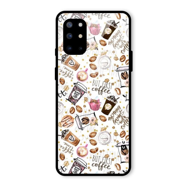 Coffee Pattern Glass Back Case for OnePlus 8T
